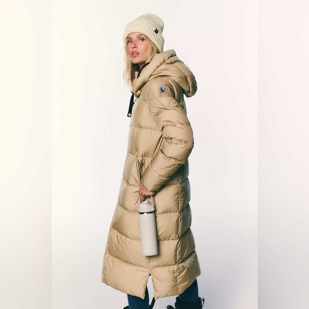 Parajumpers Long Puffer Coat in Beige